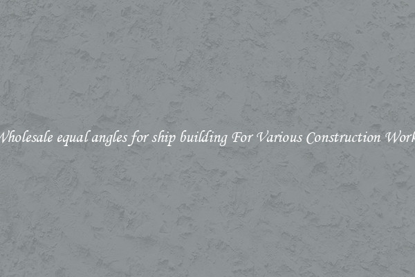 Wholesale equal angles for ship building For Various Construction Works