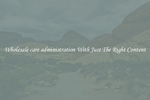 Wholesale care administration With Just The Right Content