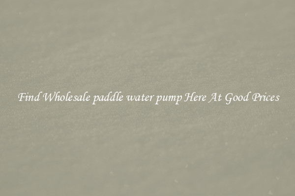 Find Wholesale paddle water pump Here At Good Prices